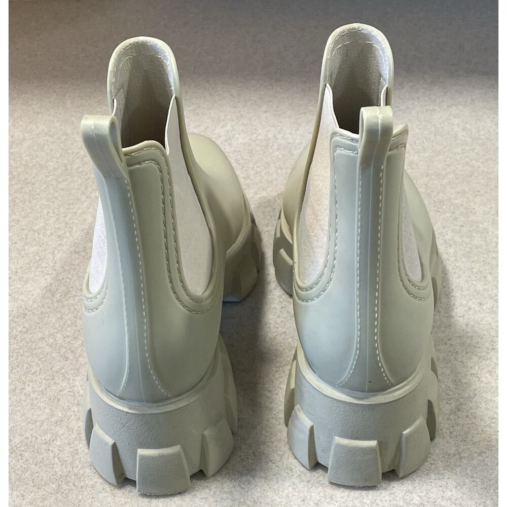 Jeffrey Campbell Cream Lug Sole Chelsea Rain Boots Platform Women’s Size 8 - Picture 3 of 9